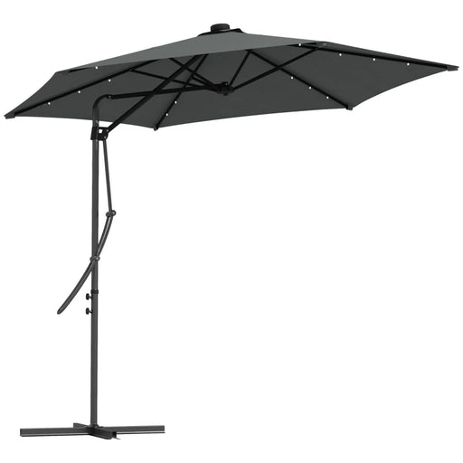 Image of a grey banana parasol with led lights