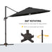 Image of a dark grey banana parasol with solar powered LED lights