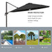 Image of a dark grey banana parasol with solar powered LED lights