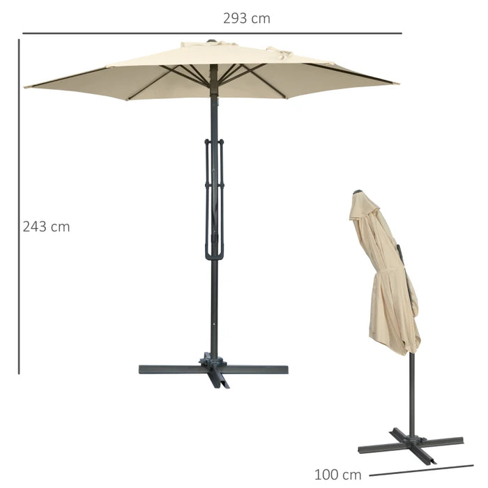 Image of a Cream Cantilever Outdoor Patio Umbrella