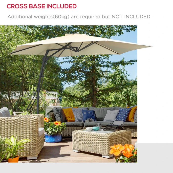 Image of a Cream Cantilever Outdoor Patio Umbrella