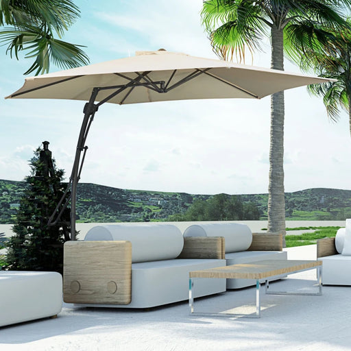 Image of a Cream Cantilever Outdoor Patio Umbrella