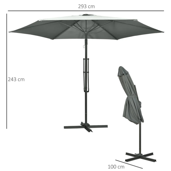 Image of a Grey Cantilever Outdoor Patio Umbrella