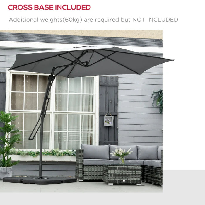 Image of a Grey Cantilever Outdoor Patio Umbrella