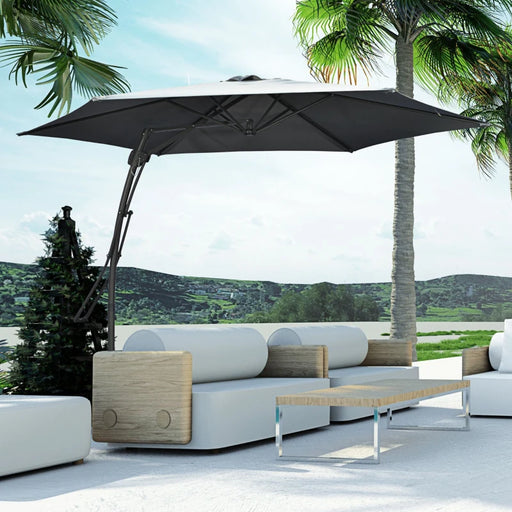 Image of a Grey Cantilever Outdoor Patio Umbrella