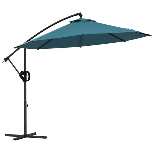 Image of a blue cantilever parasol