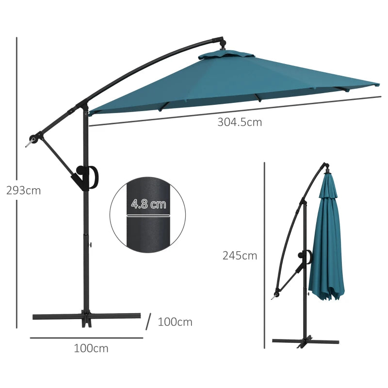 Image of a teal hanging umbrella
