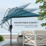 Image of a teal hanging umbrella