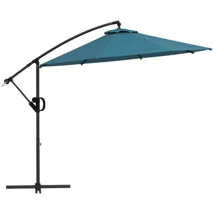 Image of a teal hanging umbrella