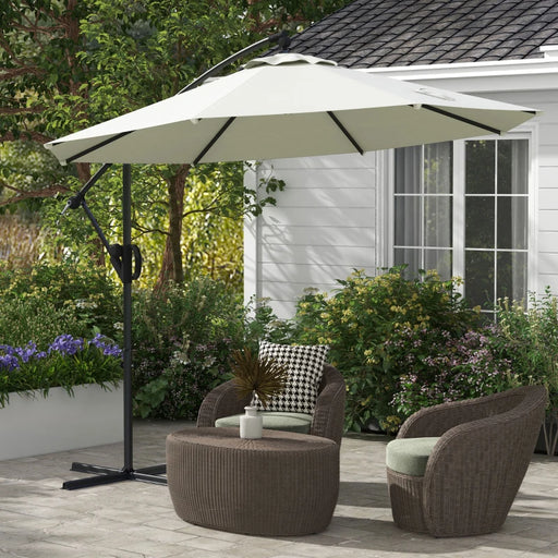 Image of a cream cantilever parasol