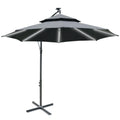 Image of a Stylish Black Outsunny 3m Cantilever Parasol With Solar Powered Lights