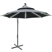 Image of a Stylish Black Outsunny 3m Cantilever Parasol With Solar Powered Lights