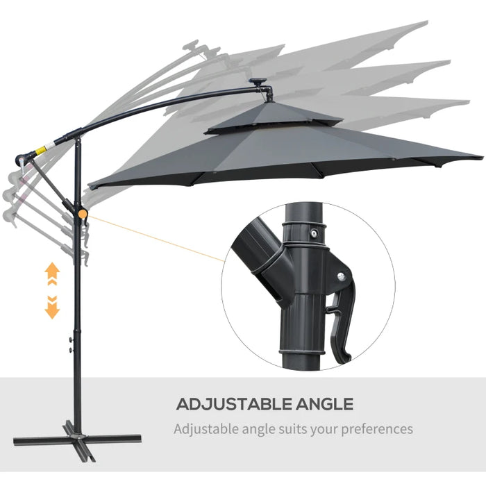 Black 3m Cantilever Parasol With Solar Powered Lights