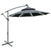 Black 3m Cantilever Parasol With Solar Powered Lights