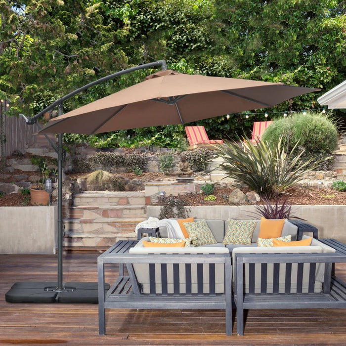 Image of a Coffee Coloured Cantilever Parasol With Weights