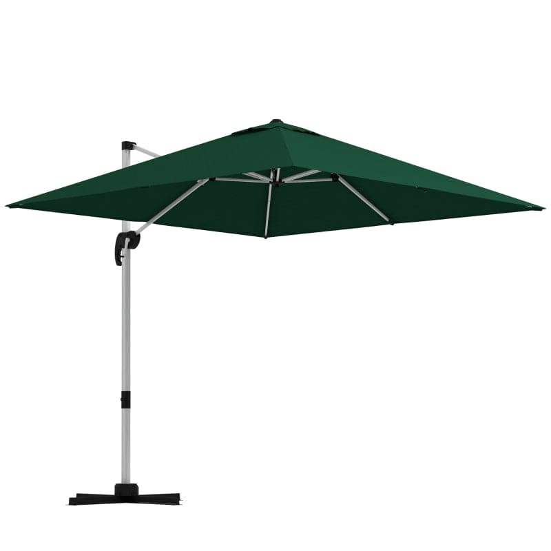 Image of a 3m Dark Green Large Premium Square Cantilever Parasol