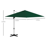 Image of a 3m Dark Green Large Premium Square Cantilever Parasol