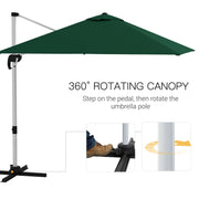 Image of a 3m Dark Green Large Premium Square Cantilever Parasol