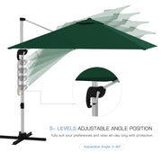 Image of a 3m Dark Green Large Premium Square Cantilever Parasol