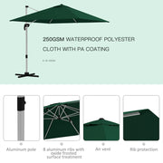 Image of a 3m Dark Green Large Premium Square Cantilever Parasol