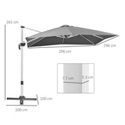 Image of a 3m Grey Large Premium Square Cantilever Parasol