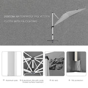 Image of a 3m Grey Large Premium Square Cantilever Parasol