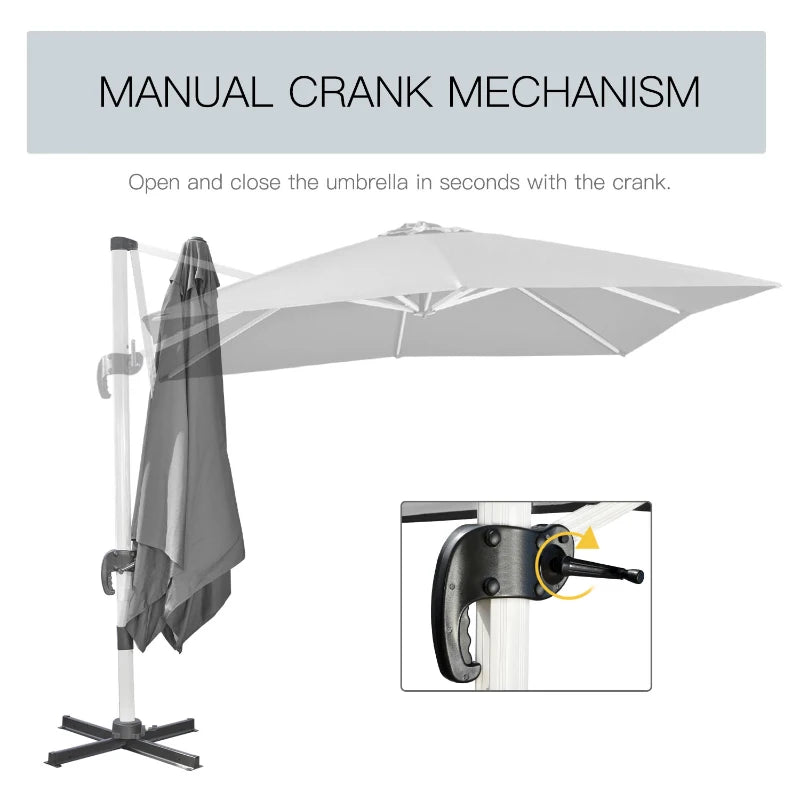 Image of a 3m Grey Large Premium Square Cantilever Parasol