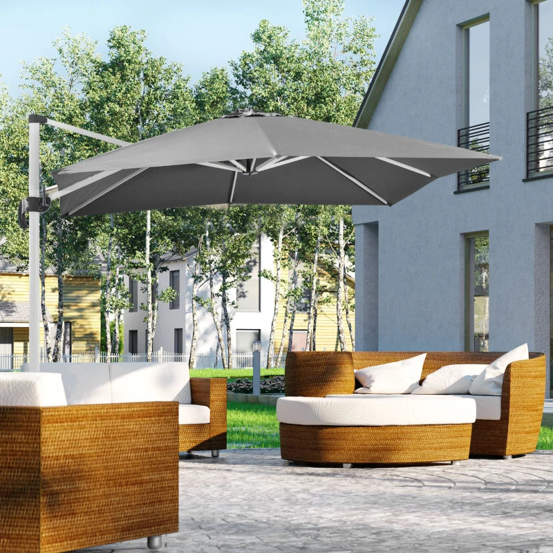 Image of a 3m Grey Large Premium Square Cantilever Parasol