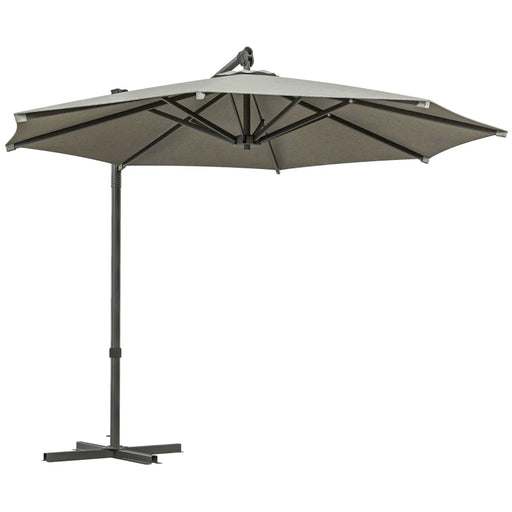 Image of a Beige Cantilever Umbrella With Cross Base