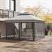 Image of an Outsunny 3m x 3m Pop Up Garden Gazebo With Mesh Sides, 2-Tier Roof, Light Grey