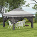 Image of an Outsunny 3m x 3m Pop Up Garden Gazebo With Mesh Sides, 2-Tier Roof, Light Grey