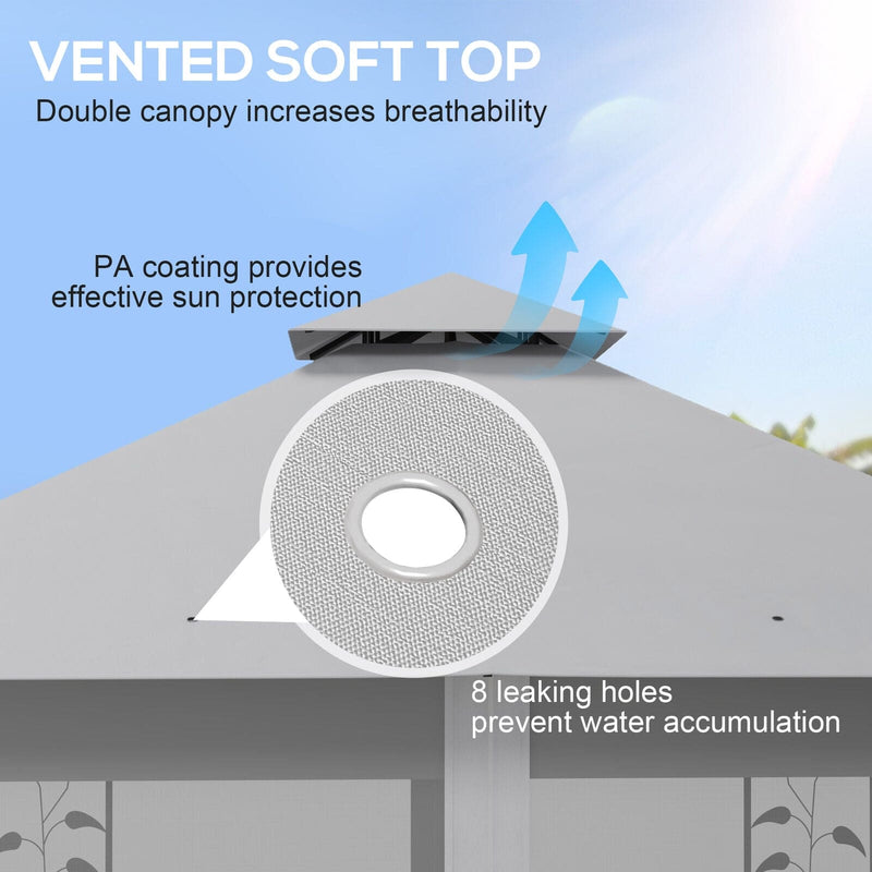 Image of an Outsunny 3m x 3m Metal Gazebo With Mesh Curtains, Light Grey