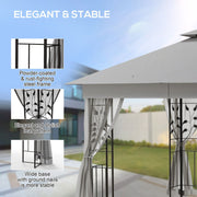 Image of an Outsunny 3m x 3m Metal Gazebo With Mesh Curtains, Light Grey