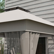 Image of an Outsunny 3m x 3m Metal Gazebo With Mesh Curtains, Light Grey