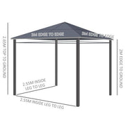 Image of an Outsunny 3m x 3m Polycarbonate Hardtop Gazebo With Curtains, Grey