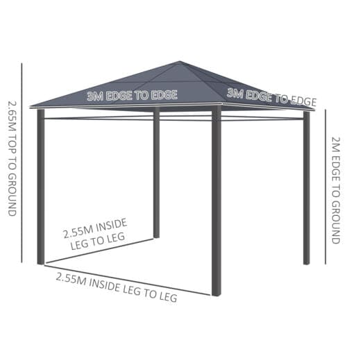 Image of an Outsunny 3m x 3m Polycarbonate Hardtop Gazebo With Curtains, Grey