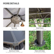 Image of an Outsunny 3m x 3m Polycarbonate Hardtop Gazebo With Curtains, Grey