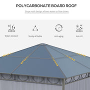 Image of an Outsunny 3m x 3m Polycarbonate Hardtop Gazebo With Curtains, Grey