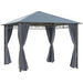 Image of an Outsunny 3m x 3m Polycarbonate Hardtop Gazebo With Curtains, Grey