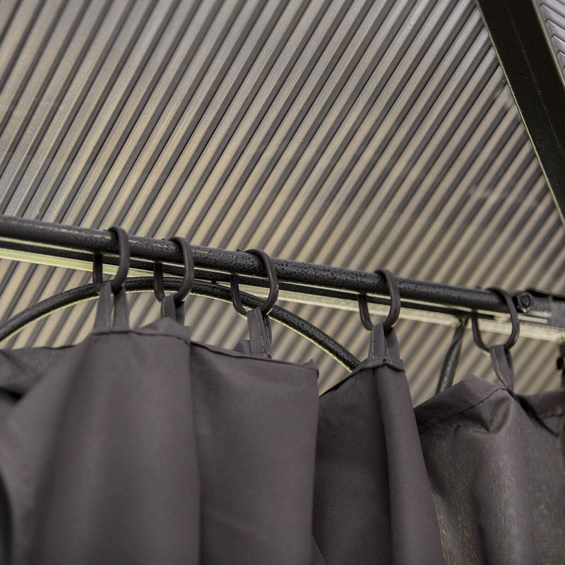 Image of an Outsunny 3m x 3m Polycarbonate Hardtop Gazebo With Curtains, Grey