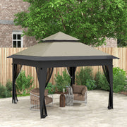 Image of an Outsunny 3m x 3m Pop Up Garden Gazebo Tent With Mesh Sides, Grey