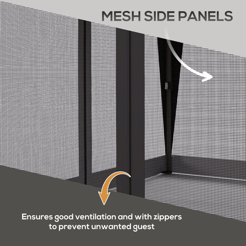 Image of an Outsunny 3m x 3m Pop Up Garden Gazebo Tent With Mesh Sides, Grey