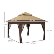 Image of an Outsunny 3m x 3m Pop Up Garden Tent, Khaki