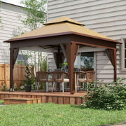 Image of an Outsunny 3m x 3m Pop Up Garden Tent, Khaki