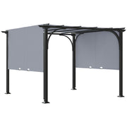 Image of an Outsunny 3m x 3m Steel Pergola With Sliding Canopy Roof And Sides, Grey