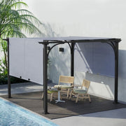 Image of an Outsunny 3m x 3m Steel Pergola With Sliding Canopy Roof And Sides, Grey