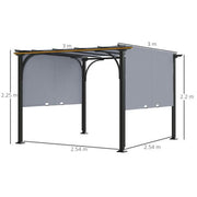 Image of an Outsunny 3m x 3m Steel Pergola With Sliding Canopy Roof And Sides, Grey