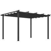 Image of an Outsunny 3m x 4m Aluminium Pergola Kit with Retractable Roof, Dark Grey