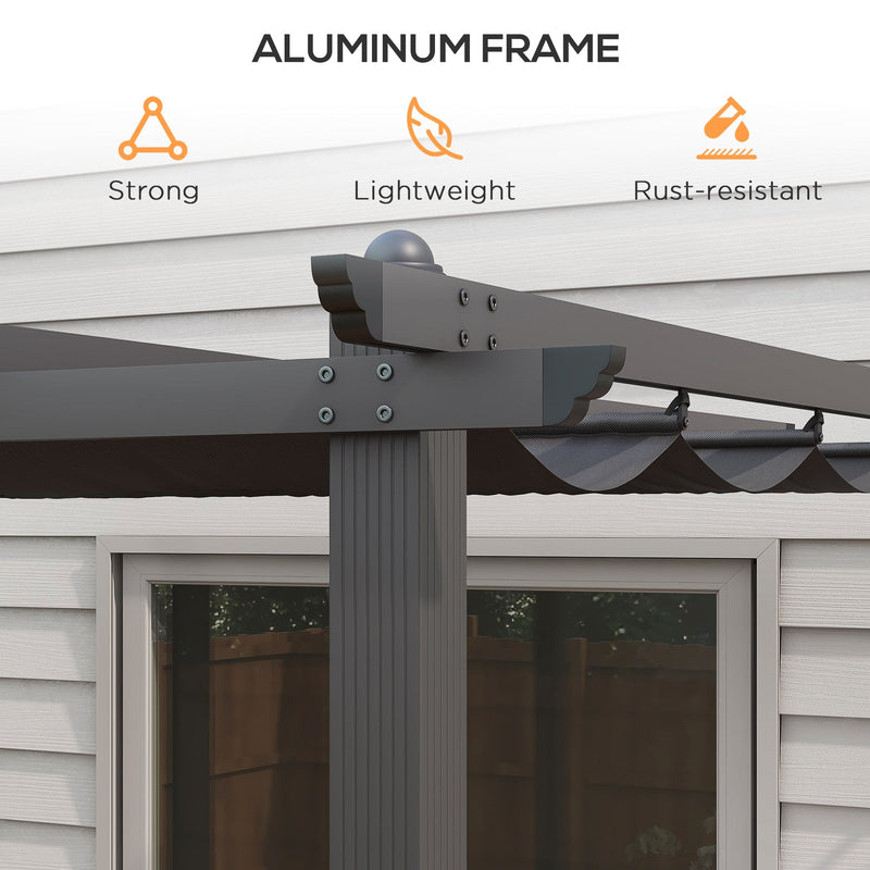 Image of an Outsunny 3m x 4m Aluminium Pergola Kit with Retractable Roof, Dark Grey