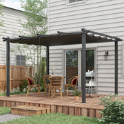Image of an Outsunny 3m x 4m Aluminium Pergola Kit with Retractable Roof, Dark Grey